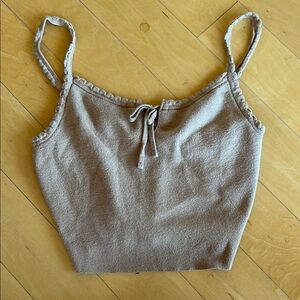 La Hearts Tan Sleeveless Crop Tie Front Camisole
